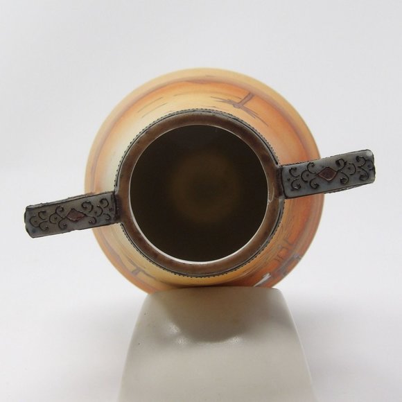 Antique Hand Painted Nippon Green Label Handled Vase with Egyptian Scene with Mo - Picture 9 of 10